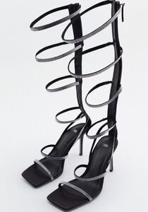 ZARA rhinestones strap high heel sandals